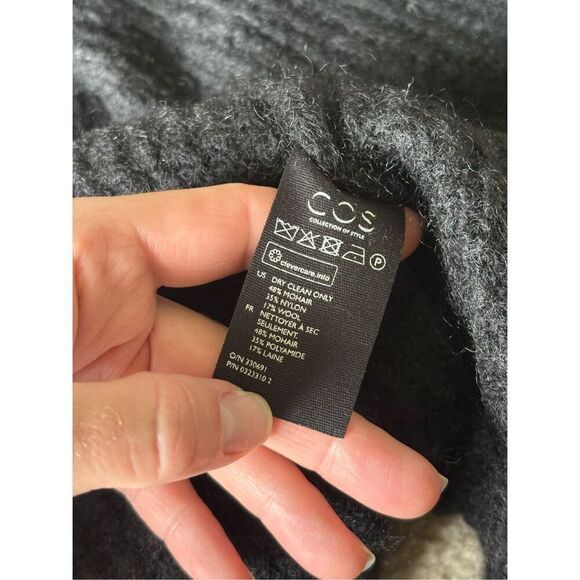 Cos Mohair Wool Cardigan size S Ribbed Black Open Front - Picture 4 of 7